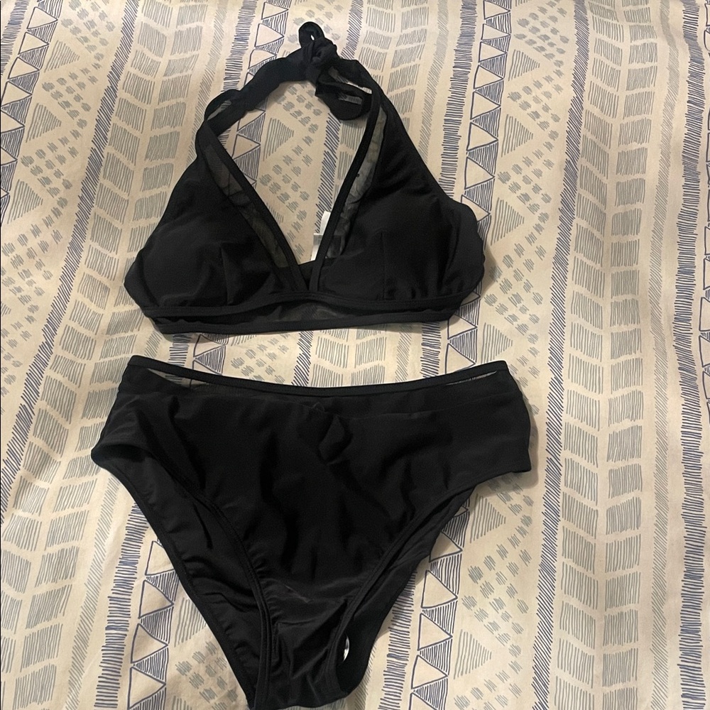 Elegant Black Halter Bikini Set size Medium brand new never worn.